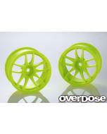 OD2946 - Overdose Work Emotion CR Kiwami R-Spec Wheels 7mm - Lime Green