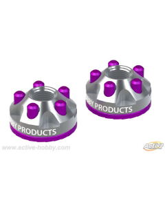 Active Hobby Silver 4mm Wheel Nuts With Purple Details 2pcs