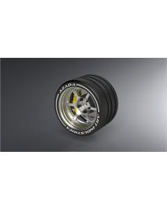 AZ6115-SL-YL - Azada Narrow 6 Spoke Steering Wheel - Silver w/Yellow Caliper