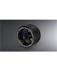 AZ6116-BK-BU - Azada Narrow 5 Spoke Steering Wheel - Black w/Blue Caliper