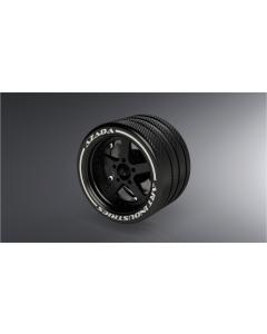AZ6116-BK-GY- Azada Narrow 5 Spoke Steering Wheel - Black w/Grey Caliper