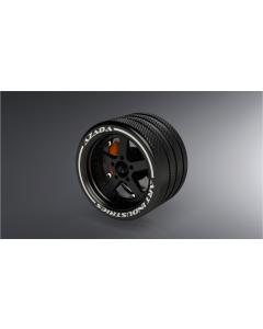 AZ6116-BK-OG - Azada Narrow 5 Spoke Steering Wheel - Black w/Orange Caliper