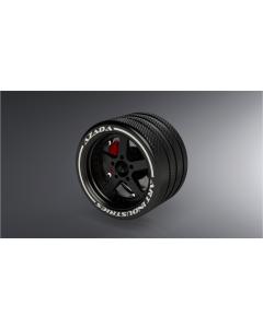 AZ6116-BK-RD - Azada Narrow 5 Spoke Steering Wheel - Black w/Red Caliper