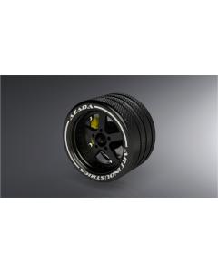 AZ6116-BK-YL- Azada Narrow 5 Spoke Steering Wheel - Black w/Yellow Caliper