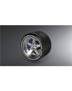 AZ6116-SL-BU - Azada Narrow 5 Spoke Steering Wheel - Silver w/Blue Caliper