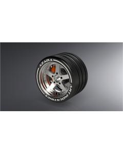 AZ6116-SL-OG - Azada Narrow 5 Spoke Steering Wheel - Silver w/Orange Caliper