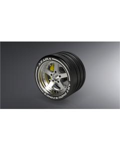 AZ6116-SL-YL - Azada Narrow 5 Spoke Steering Wheel - Silver w/Yellow Caliper