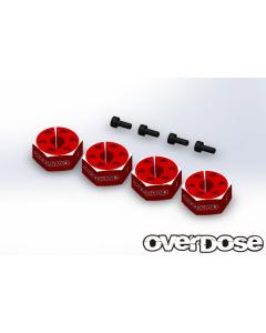 OD2873 - Overdose 6mm Aluminium Wheel Hub Set - Red